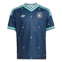 A dark blue Adidas Germany football jersey featuring mint green and white accents, a subtle herringbone pattern, and the national team crest on the chest.