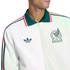 A white Adidas track jacket with the Mexico national team crest, a green polo-style collar with red and white stripes, and the Adidas trefoil logo.