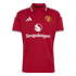 Red 2024/25 Manchester United home jersey featuring white Adidas stripes, the club crest, and a white Snapdragon sponsor logo centered on the front.