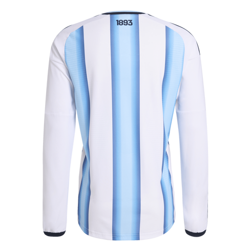 Back of a white long-sleeved jersey with light blue vertical gradient stripes. The numbers "1893" are printed in black at the top center.