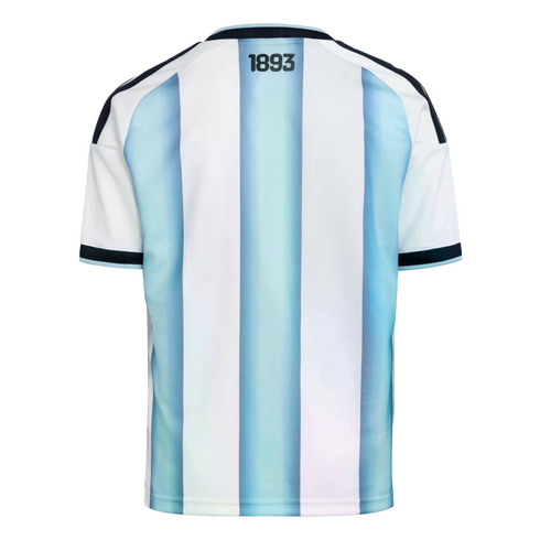 The back of a light blue and white striped soccer jersey with "1893" printed in black below the collar. It features black trim on the neck and sleeves.