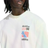 A person wearing a white Adidas t-shirt with a World Cup USA 94 graphic on the chest.