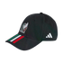 A black Adidas baseball cap with the Mexico national team crest on the front, green, white, and red stripes on the brim, and a white Adidas logo on the side.
