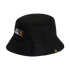 A black bucket hat featuring a patch with Bob Marley and the words "Football is Freedom," and a small yellow Adidas logo tag on the brim.