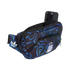 A black waist bag with blue swirl patterns, featuring white Adidas and AFA logos. A black smartphone is tucked into the open top pocket.