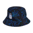 Black bucket hat with a blue ornate swirling pattern, featuring the Argentine Football Association (AFA) crest with three stars on the front.