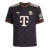 Black soccer jersey with a white T-logo, trefoil Adidas mark, and circular crest. Features red and green checkered trim on the collar and cuffs.