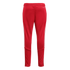 Back view of red Adidas track pants featuring white side stripes, textured lower leg panels, and a CLIMACOOL logo on the hip.