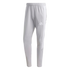 Light grey Adidas training pants featuring three white side stripes, an elastic waistband, and a white logo on the left thigh.