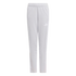 Light gray Adidas track pants featuring three subtle white stripes down the sides, an elastic waistband, and a small brand logo on the left thigh.