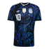 Black Argentina jersey with blue swirl patterns, featuring the AFA crest, FIFA World Champions 2022 patch, Adidas logo, and the number 10 on the front.