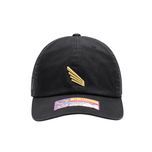 Fan Ink Los Angeles FC Bambo Classic Hat in black, featuring a gold embroidered wing logo centered on the front crown.