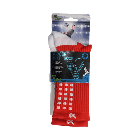 Lux Soccer Grip Calf Socks - Red EB-LU-204