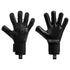 Front and back views of black Elite Sport goalkeeper gloves with a 3D textured backhand design, smooth latex palms, and thick wrist straps.
