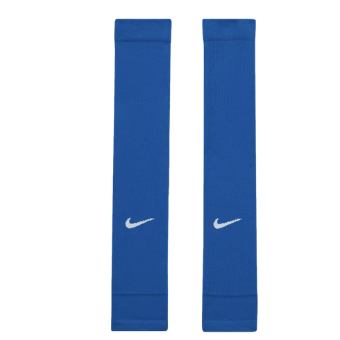 A pair of royal blue Nike sports sleeves displayed side-by-side on a white background, each featuring a white swoosh logo near the bottom.