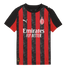 An AC Milan home football jersey featuring red and black vertical stripes, white Puma and Emirates logos, and the club crest.