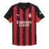 AC Milan home soccer jersey with red and black vertical stripes, featuring the club crest, white Puma logo, and "Emirates FLY BETTER" sponsor.