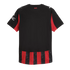 Back of a black AC Milan jersey with red accents, white Puma logos on the shoulders, and red-and-black stripes at the bottom. "MILAN" is printed on the back collar.