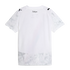 Back view of a white short-sleeved Puma t-shirt. Features black shoulder logos, 'KidSuper' neck branding, and a light gray sketched pattern on the sleeves and bottom panel.