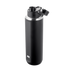 Matte black Nike stainless steel water bottle featuring a silver shoulder, a black flip-top lid, and a white Nike logo near the base.