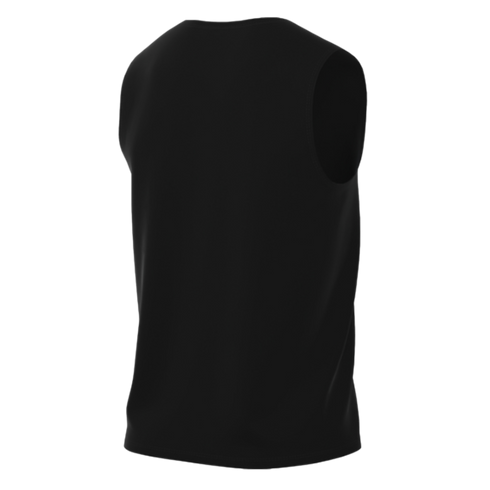 Back view of a plain black sleeveless tank top.
