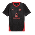 A black and red Puma sports jersey featuring a textured pattern, "eFootball" sponsor logo, red side panels, and a red collar.