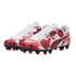 White Puma soccer cleats featuring red and black comic-style graphics, stars, and the text "WE CALL IT SOCCER."