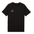 A black short-sleeved Puma t-shirt featuring a gold "KING" logo on the left chest and patterned decorative trim running along the shoulders and sleeves.