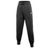 A pair of black Nike joggers featuring a drawstring waist, cuffed ankles, and a small white Nike logo on the upper left leg.