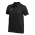 A black Nike short-sleeved polo shirt with a white swoosh logo on the left chest.