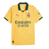 Yellow AC Milan football jersey with dark green collar and cuffs, featuring the club crest, red Puma logo, and dark green "Emirates FLY BETTER" sponsor text.