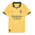 Yellow AC Milan soccer jersey with dark green collar and cuffs. Features the club crest, Puma logos, and dark green "Emirates FLY BETTER" sponsor text on the chest.