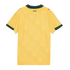 Back view of a yellow Puma soccer jersey with dark green trim on the collar and sleeves. Features red Puma logos on the shoulders and "MILAN" printed on the upper back.