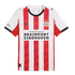 Red and white striped PSV Eindhoven home jersey by Puma. Features a zig-zag pattern in the stripes, team crest, and "Brainport Eindhoven" sponsor text across the center.