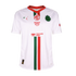 A white Puma soccer jersey for Chivas Guadalajara, featuring red and green accents and sponsor logos for MG, Amazon Prime, and Mercado Pago.