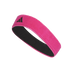 A pink Adidas athletic headband with a black interior and a small black logo, shown against a solid black background.
