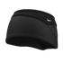 Black Nike cold-weather headband featuring a textured grid pattern, fleece top edge, and a small white Nike swoosh logo on the side.