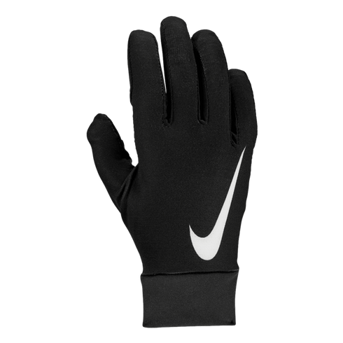 A single black Nike athletic glove with a large white swoosh logo on the back of the hand.