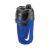 A blue Nike water jug featuring a black lid and handle, with a prominent white Nike swoosh logo on the front, set against a solid black background.