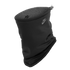 Black Nike neck gaiter with a grey fleece lining, silver Nike logo, and adjustable toggle at the top, displayed against a solid black background.