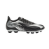 Black Diadora soccer cleat with silver pixelated heel detailing and a white studded sole plate.