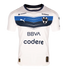 White C.F. Monterrey soccer jersey with blue chevron chest stripes, featuring Puma, BBVA, and Codere logos.