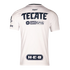 Back view of a white Rayados soccer jersey featuring navy blue Tecate, Oxxo Gas, and H-E-B sponsor logos.