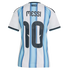 Back of a light blue and white striped Argentina soccer jersey with the name "MESSI", number "10", and "1893" printed at the top.