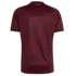 Back view of a burgundy soccer jersey with a tonal geometric triangle pattern. Gold trim on sleeve cuffs and small gold "LA VINOTINTO" text on the back neck.