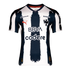 Monterrey home soccer jersey featuring white and navy blue brushstroke stripes, the team crest, a red Puma logo, and sponsors BBVA and Codere.