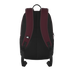 The back view of a black Adidas backpack featuring dark red shoulder straps, a top handle, and a small white Adidas logo on the left strap.