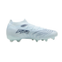 A light blue and white soccer cleat featuring a textured upper and "FTR" branding, shown in side profile against a black background.