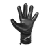 Palm view of an all-black Reusch Attrakt Freegel goalkeeper glove against a solid black background.