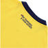 Close-up of a yellow sports jersey with navy blue stylized text that reads "SOÑAR, TRASCENDER Y HACER HISTORIA." Small red graphic accents are integrated into some of the letters, and a dark blue ribbed collar is visible at the top right.